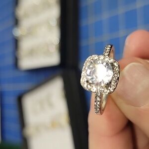 Square Solitaire Rhinestone Ring Size 9